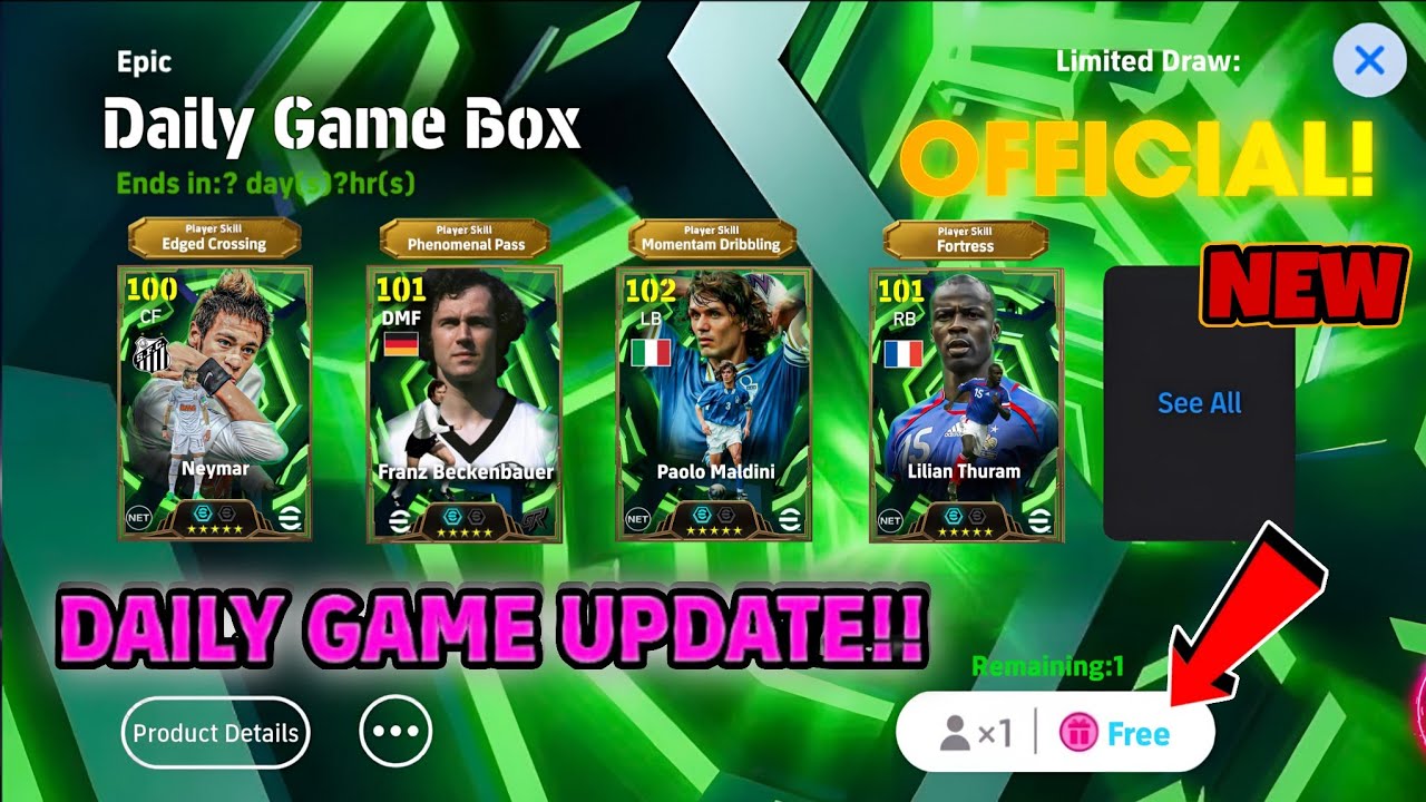 Новый ежедневный игровой ящик Epic уже здесь 😱 Бесплатный Epic в eFootball 2026 Mobile