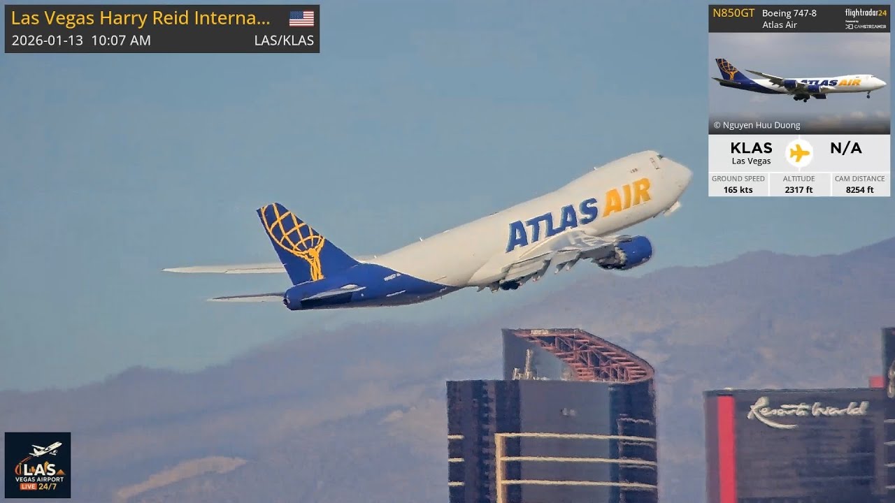 Boeing 747-8 , Atlas Air N850GT departing LAS Vegas on its way to N/A.