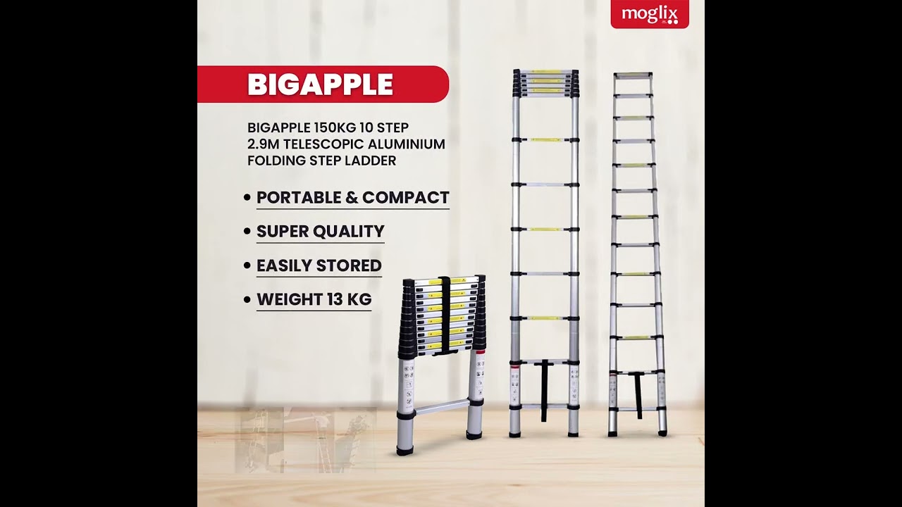 Bigapple 150kg 10 Step 2.9m Telescopic Aluminium Folding Step Ladder Review