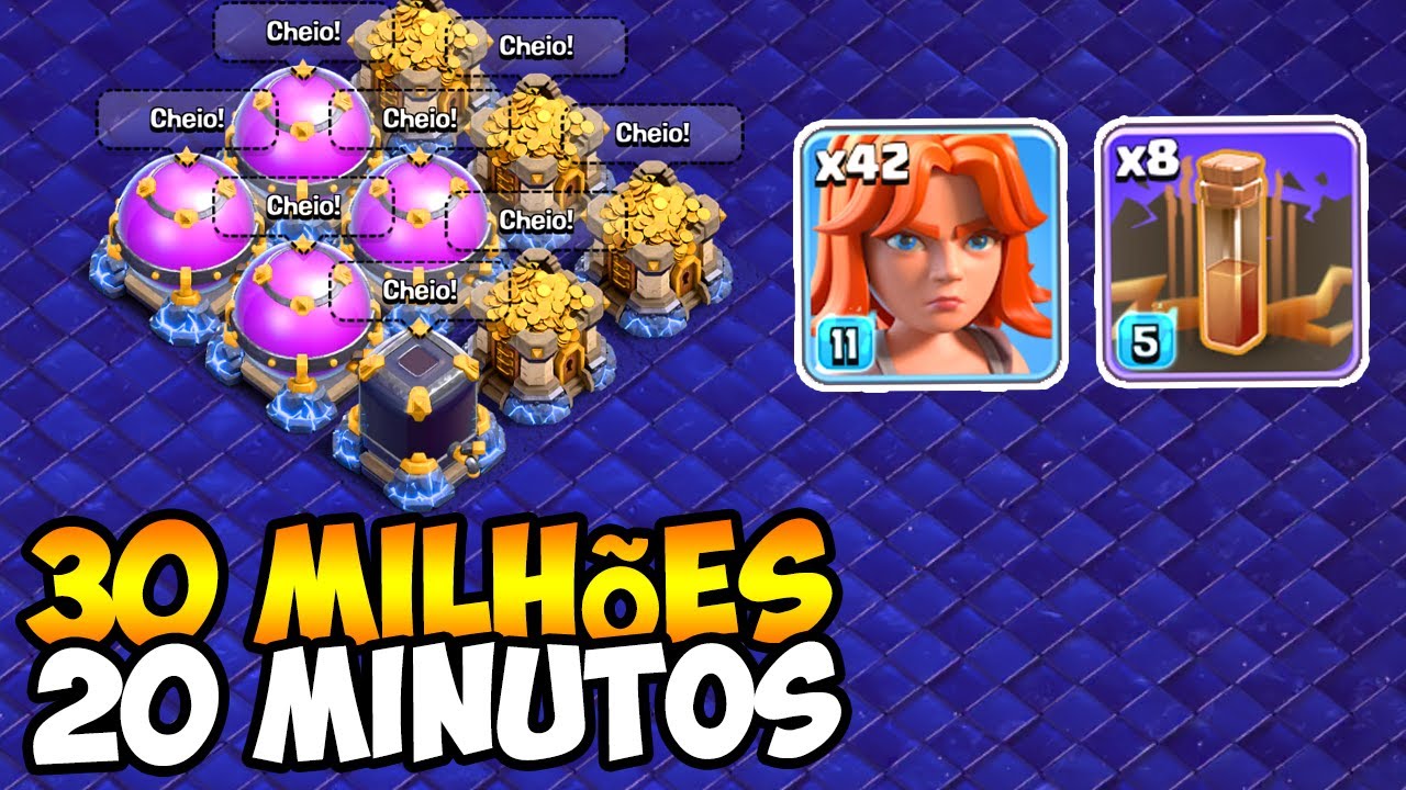 60 MILHÕES DE RECURSOS A CADA 20 MINUTOS! A MELHOR ESTRATEGIA DE FARM NO CLASH OF CLANS!