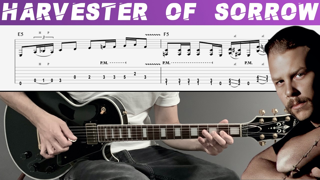 METALLICA - HARVESTER OF SORROW (Guitar cover with TAB | Lesson)