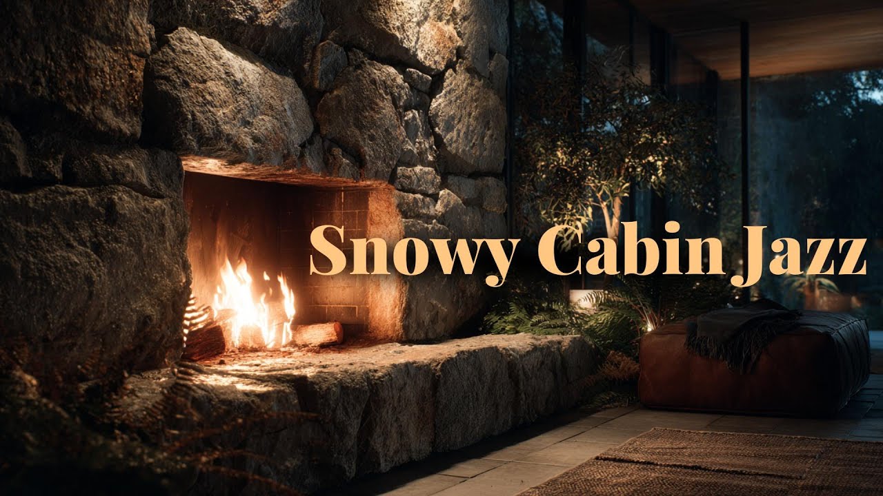 Snowy Cabin Jazz | Relaxing Fireplace BGM for Winter Nights