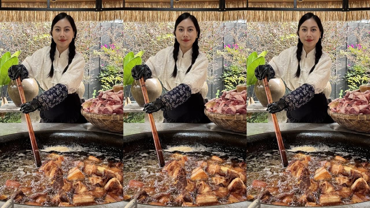 四川雅女做坛子肉，大火熬100斤肉出40斤，猪油封坛能放2年