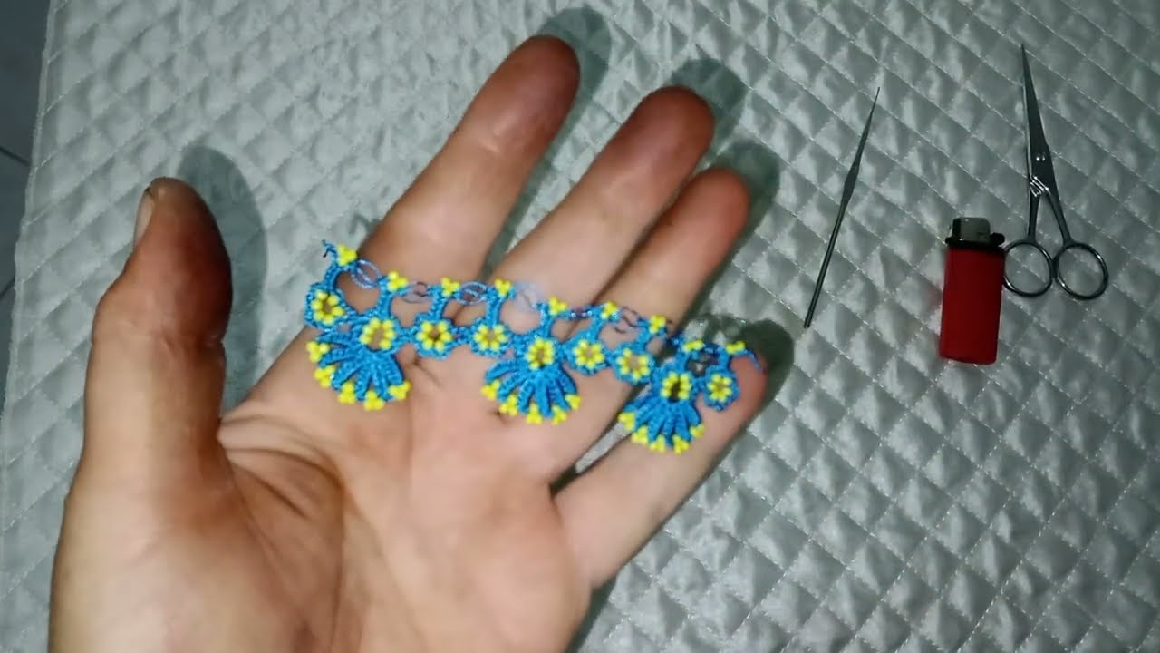 yazmaya sonra çekilen kum boncuklu tığ oyası modeli 🧵🌹