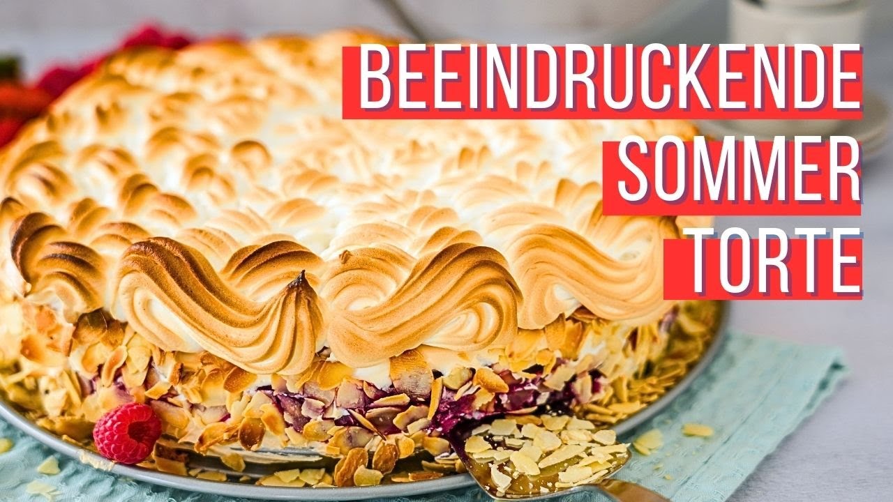 Erfrischende Sommer-Torte: Baiser, Beeren & Mandeln - Tortenkunst: Baiser Torte, Beerenfüllung