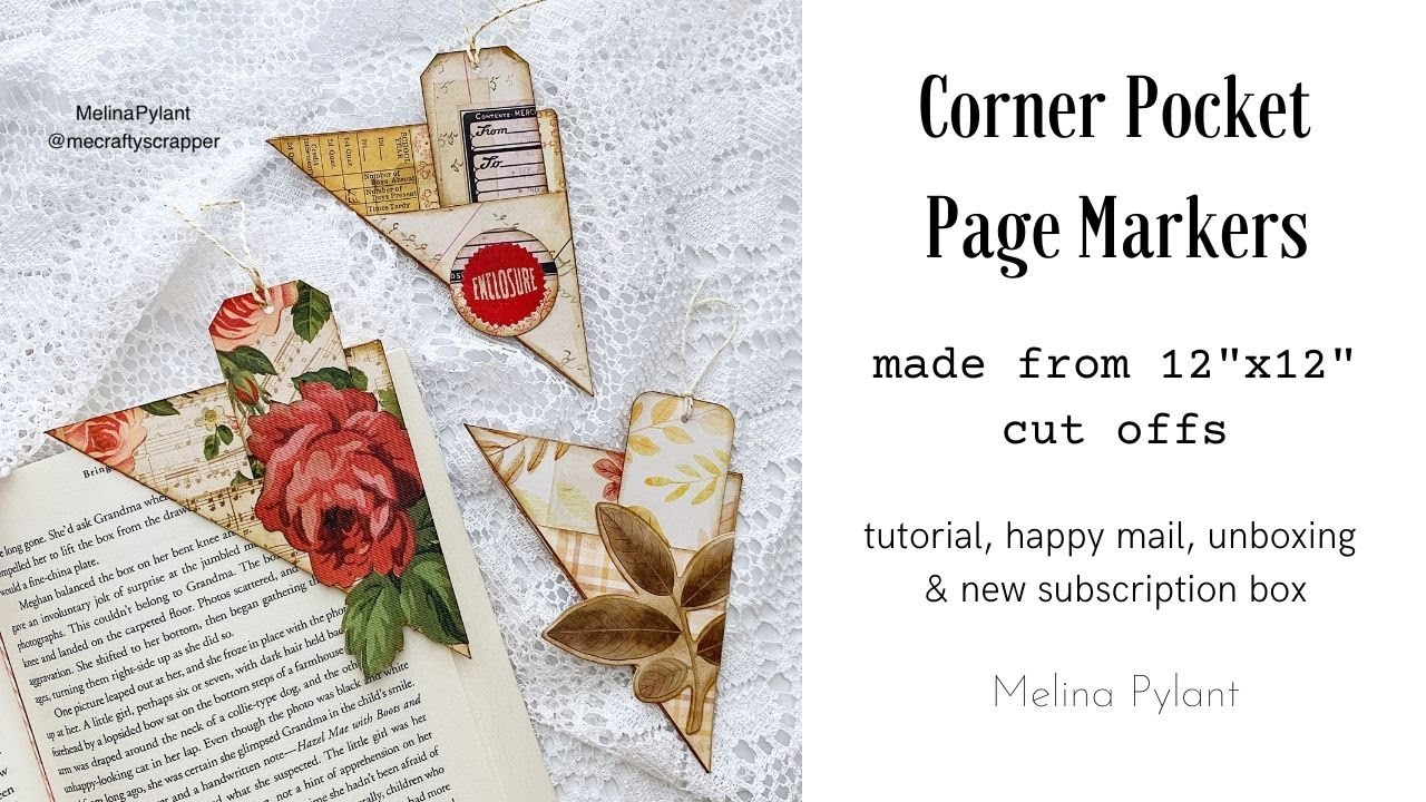 CORNER POCKET PAGE MARKERS from 12x12 OFF CUTS | NEW SUBSCRIPTION BOX #peaceandpages | HAPPY MAIL