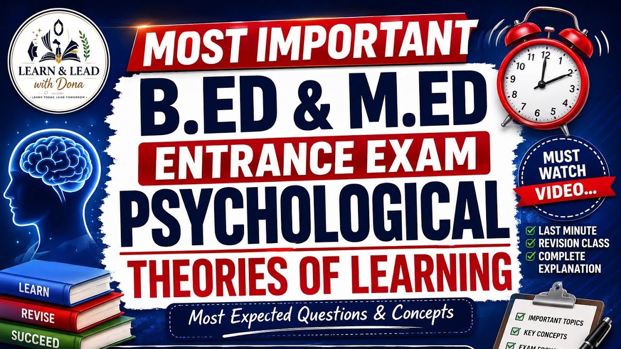 🔥B.ed/M.ed entrance 2026 most important concepts with PYQ based most expected questions ⚡️Must watch