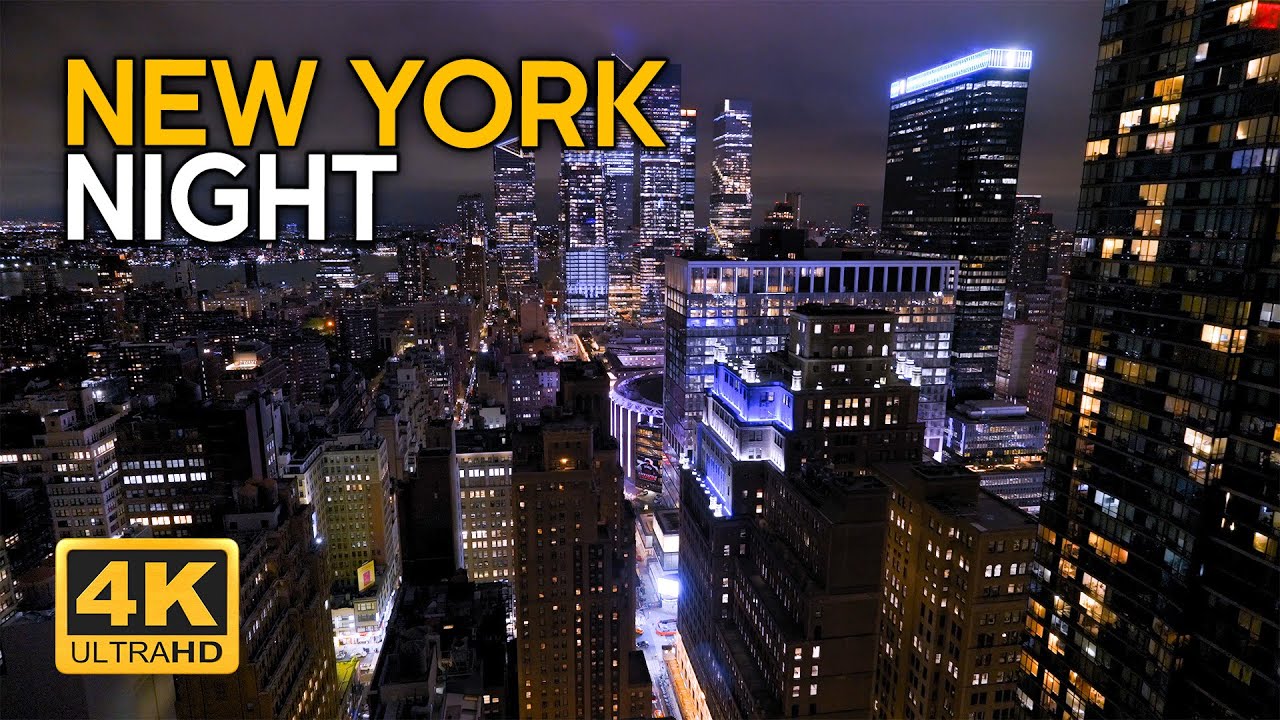 New York Night Sounds - Relaxing Soundscape of Manhattan 4k