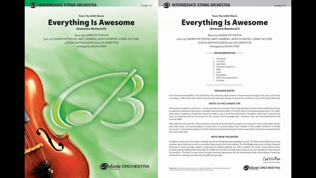 Everything Is Awesome (from The LEGO® Movie), arr. Ralph Ford — Score & Sound