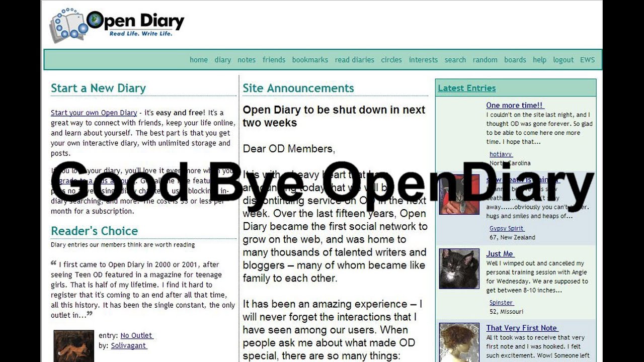 Good Bye OpenDiary