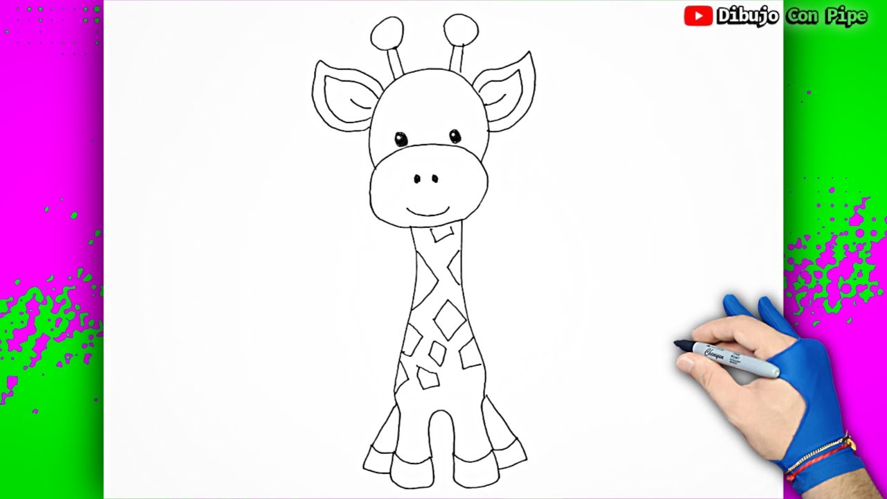 Dibuja Una Linda Jirafa 🦒✏️ Dibujos Para Niños