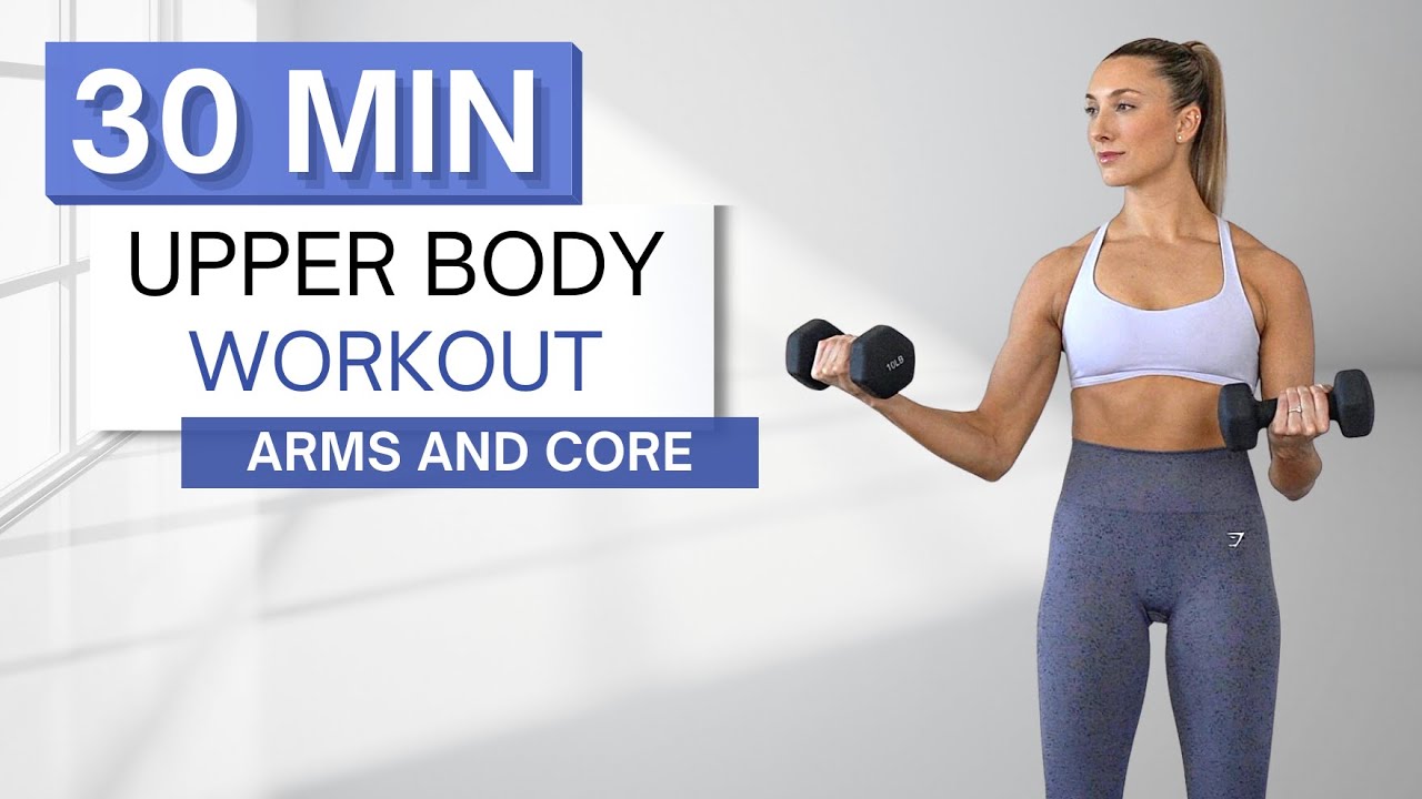 30 min UPPER BODY WORKOUT | With Dumbbells (2 Sets) | Arms, Abs, Chest + Back | Warm Up + Cool Down