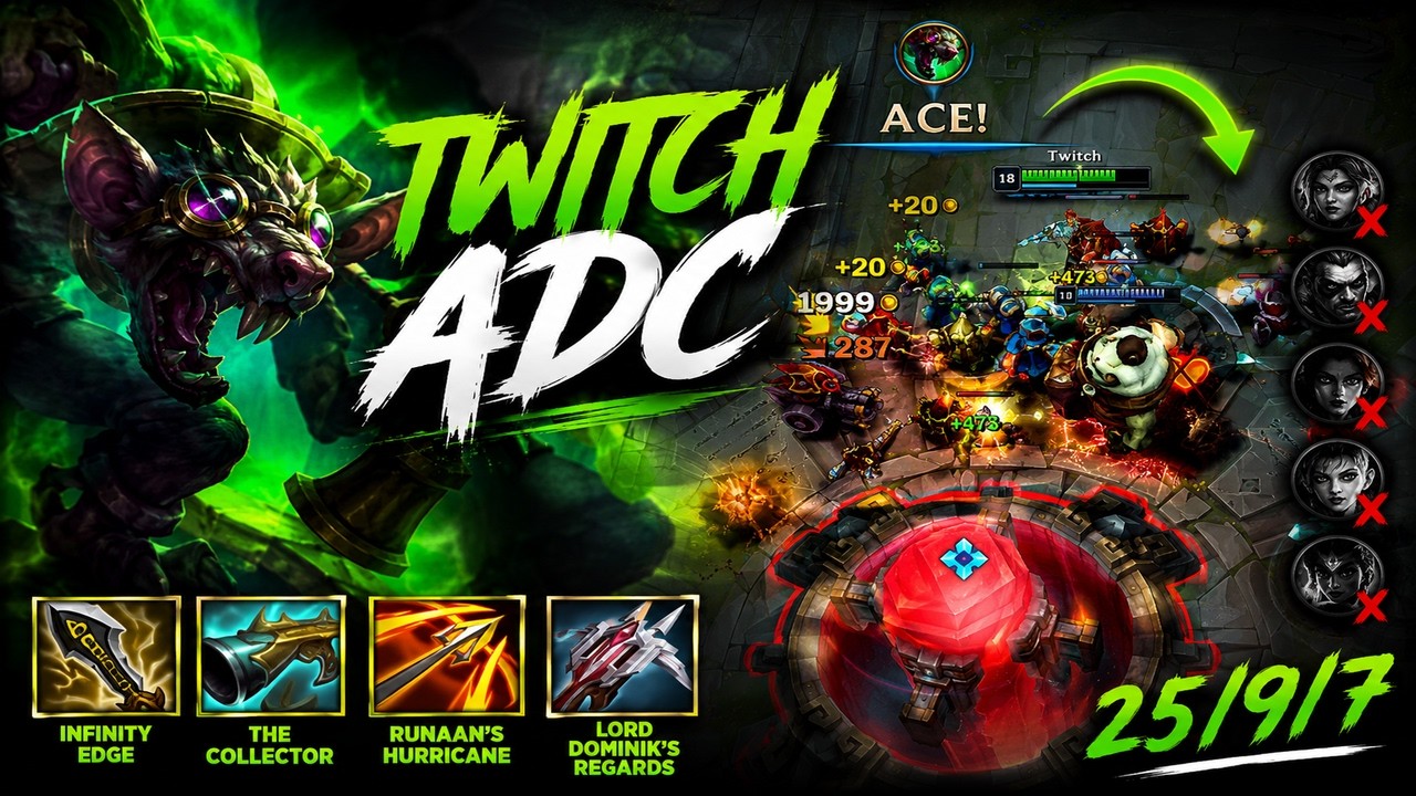 TWITCH ADC IS ACTUALLY OP THIS PATCH! ADC Gameplay / No commentary