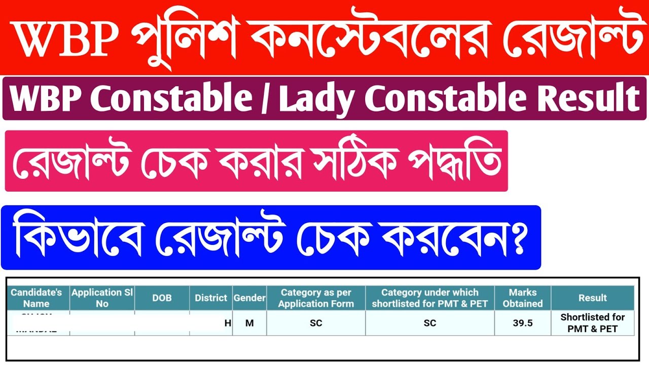 WBP Constable Result 2022 | West Bengal Police Constable Result | How to Check WBP Constable result