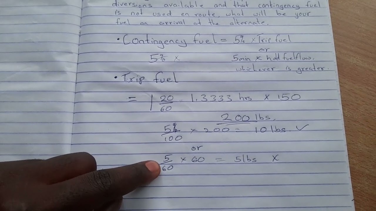 fuel planning calculation example