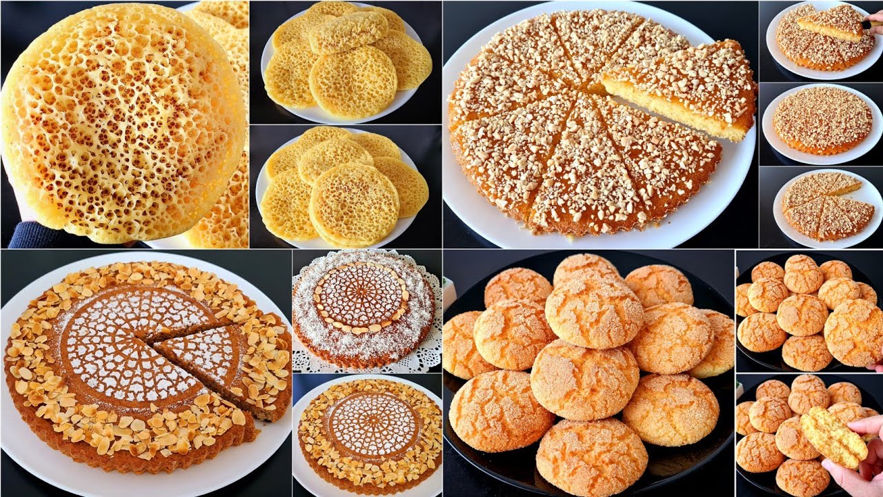 بلا ماتحيري في الفطور وكوتي العشية 4 وصفات سهلة كمية كبيرة حريشات صغار،بغرير شهدة بسبوسة و كيك خطير.