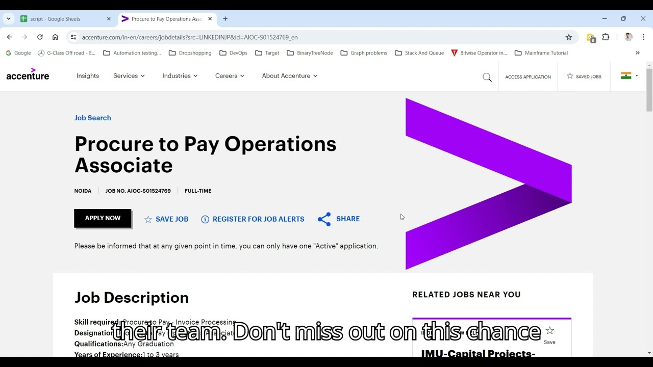 ACCENTURE OFF CAMPUS HIRING FOR PROCURE TO PAY OPERATIONS ASSOCIATE