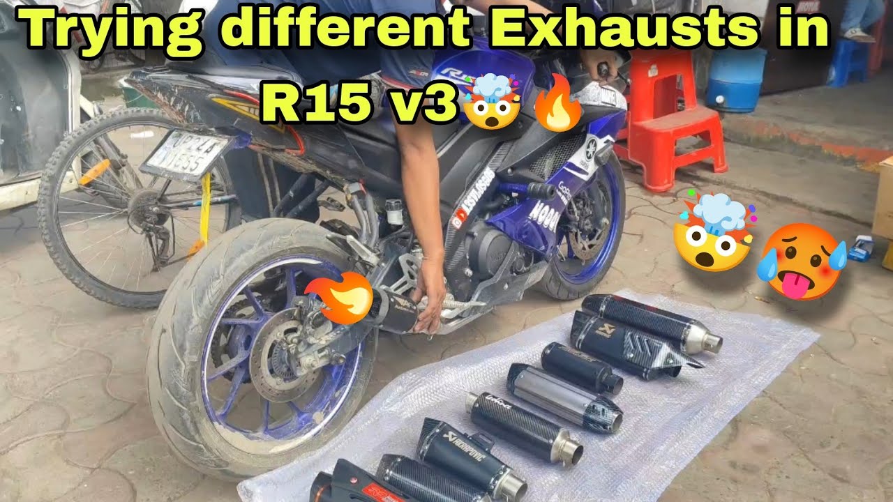 Best Exhaust for R15 v3 😍// trying different exhausts in r15 v3🥵🤯