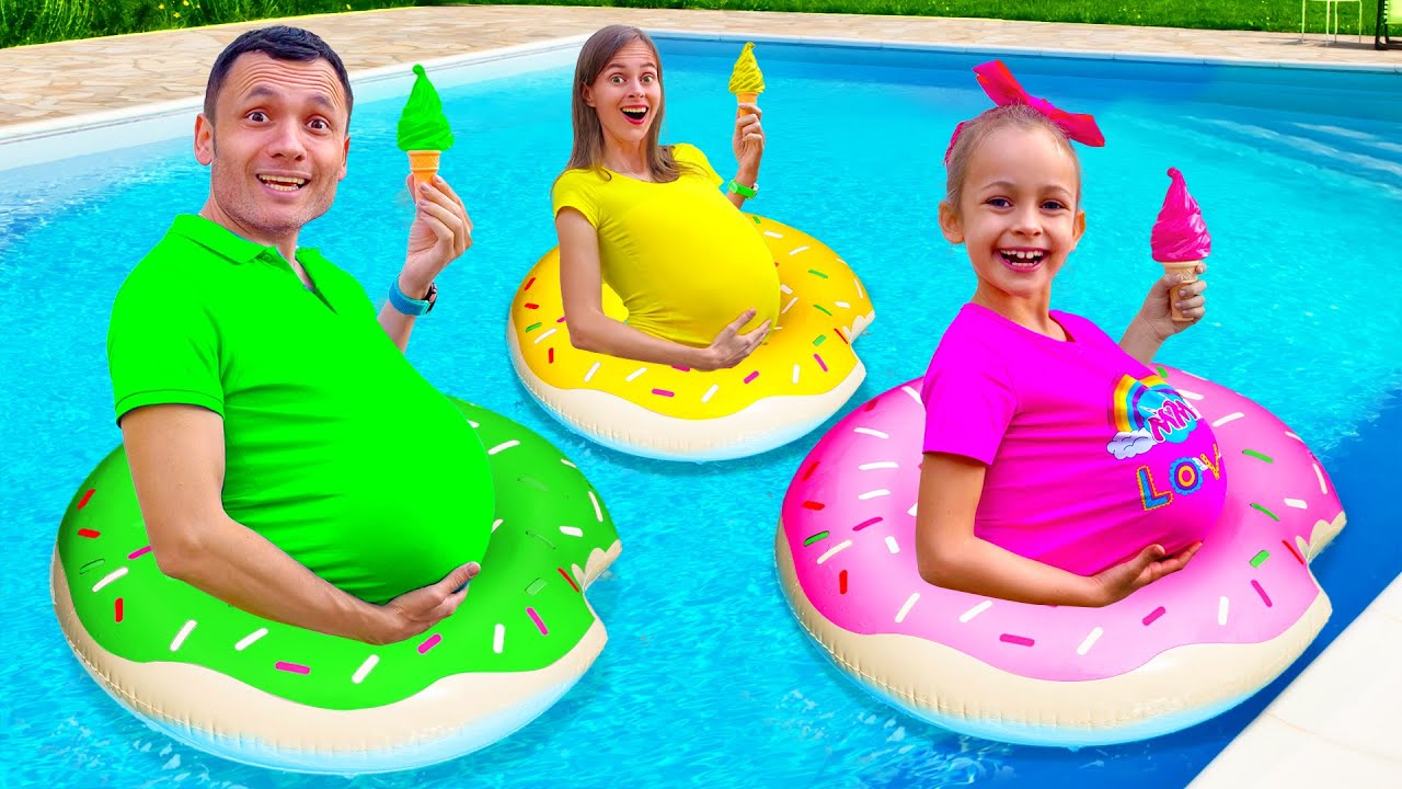 Ice Cream Splash Party in the Pool with Family Fun!