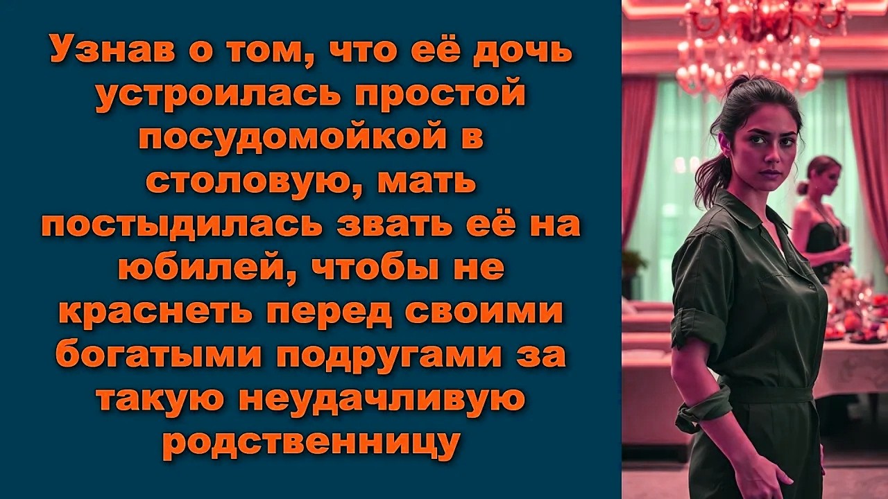 Узнав о том, что её дочь устроилась простой посудомойкой в столовую, мать постыдилась звать её на