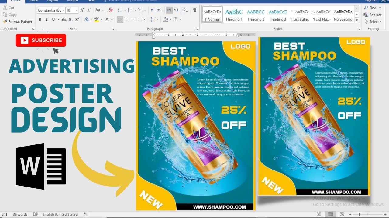 Professional Brand Advertising (AD) Poster design IN Microsoft Word | How to make a AD Poster design