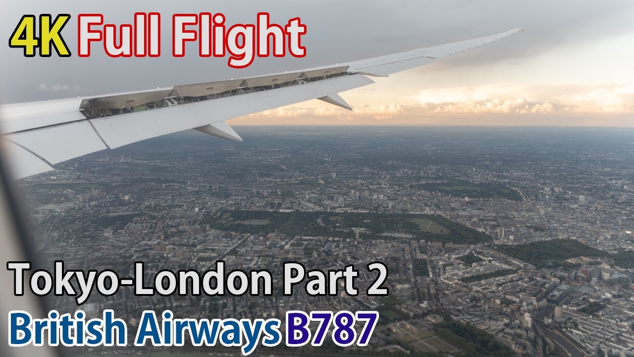 Full flight video, Tokyo (Haneda) to London (Heathrow), B787, British Airways Part 2 [4K]