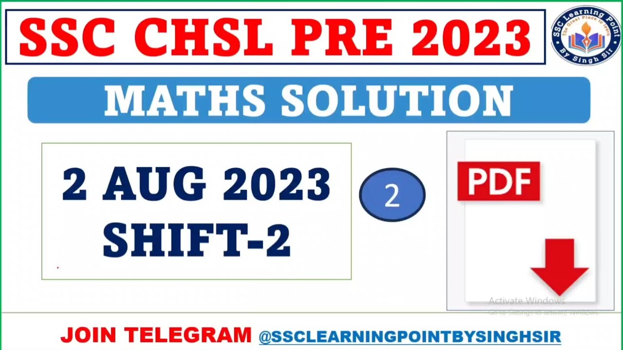 SSC CHSL PRE 2023  || CHSL (2 AUG 2023, 2 Shift ) Solved Paper by Singh Sir || CHSL MATHS  SOLUTION