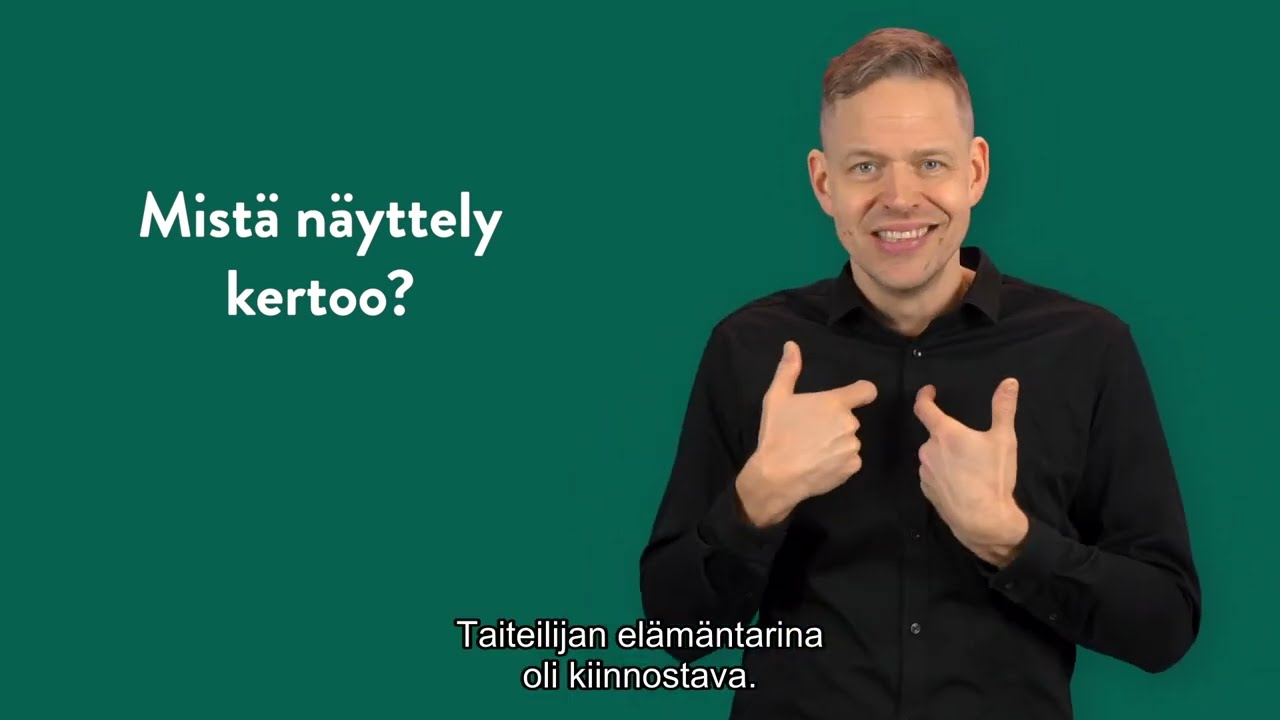 Eero Nelimarkka -näyttelyn esittely viittomakielellä