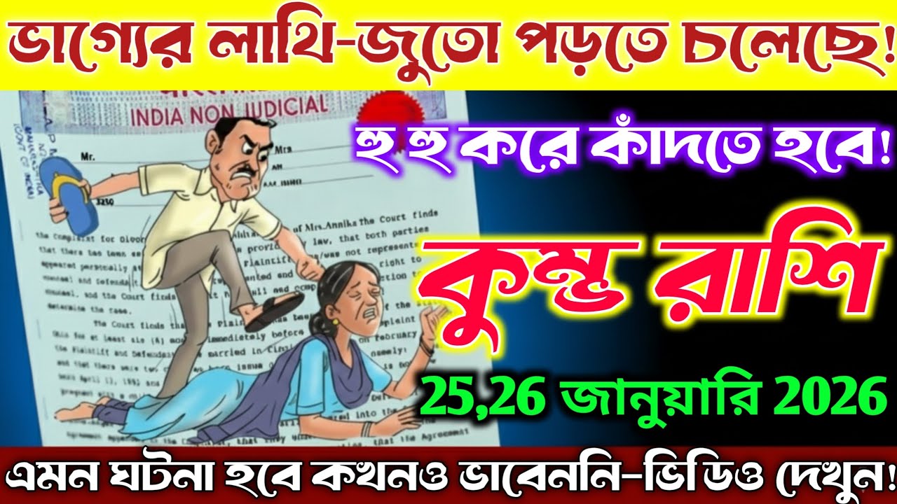 কুম্ভ রাশি♒25,26 জানুয়ারি2026—ভাগ্যের লাথি-জুতো পড়তে চলেছে, অশ্রু ঝরে কাঁদতে হতে পারে😱 Kumbh Rashi