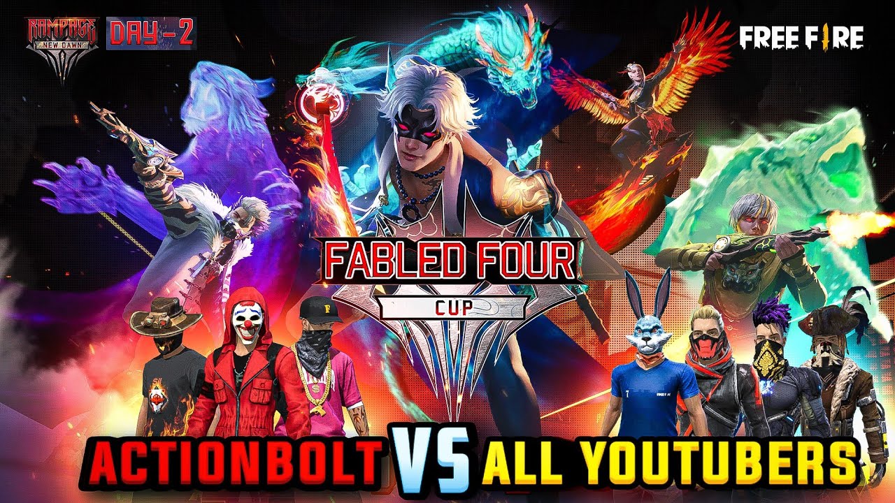 Fabled Four Cup Tournament Live || Actionbolt Vs All Youtubers - Garena Free Fire