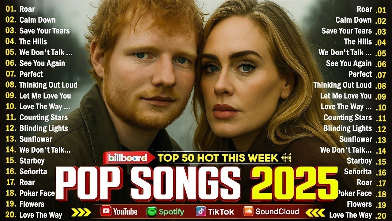 Pop Song 2025 - Adele, Bruno Mars, Dua Lipa, Ed Sheeran, Selena Gomez, Maroon 5, Taylor Swift