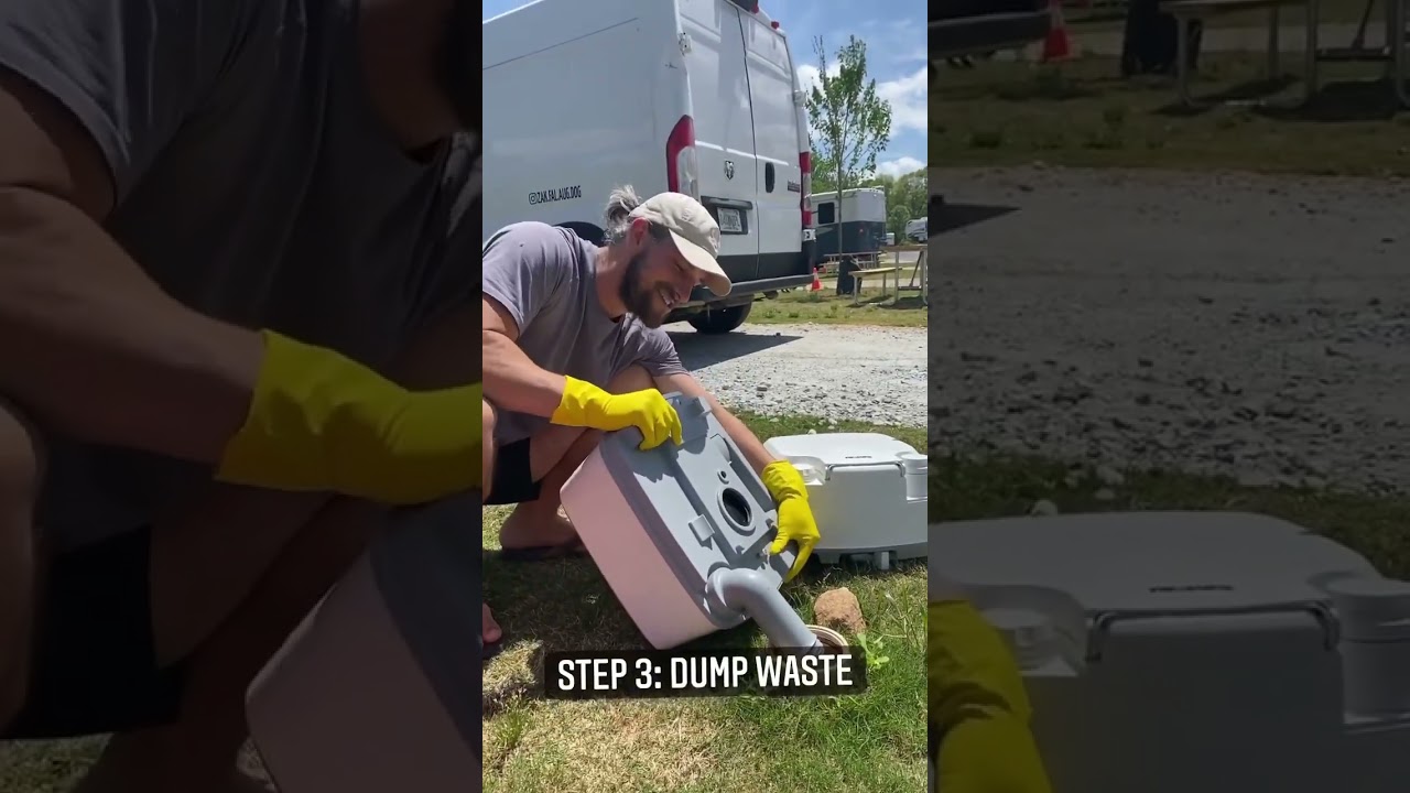 How we clean our toilet in a van. Porta Potti 365