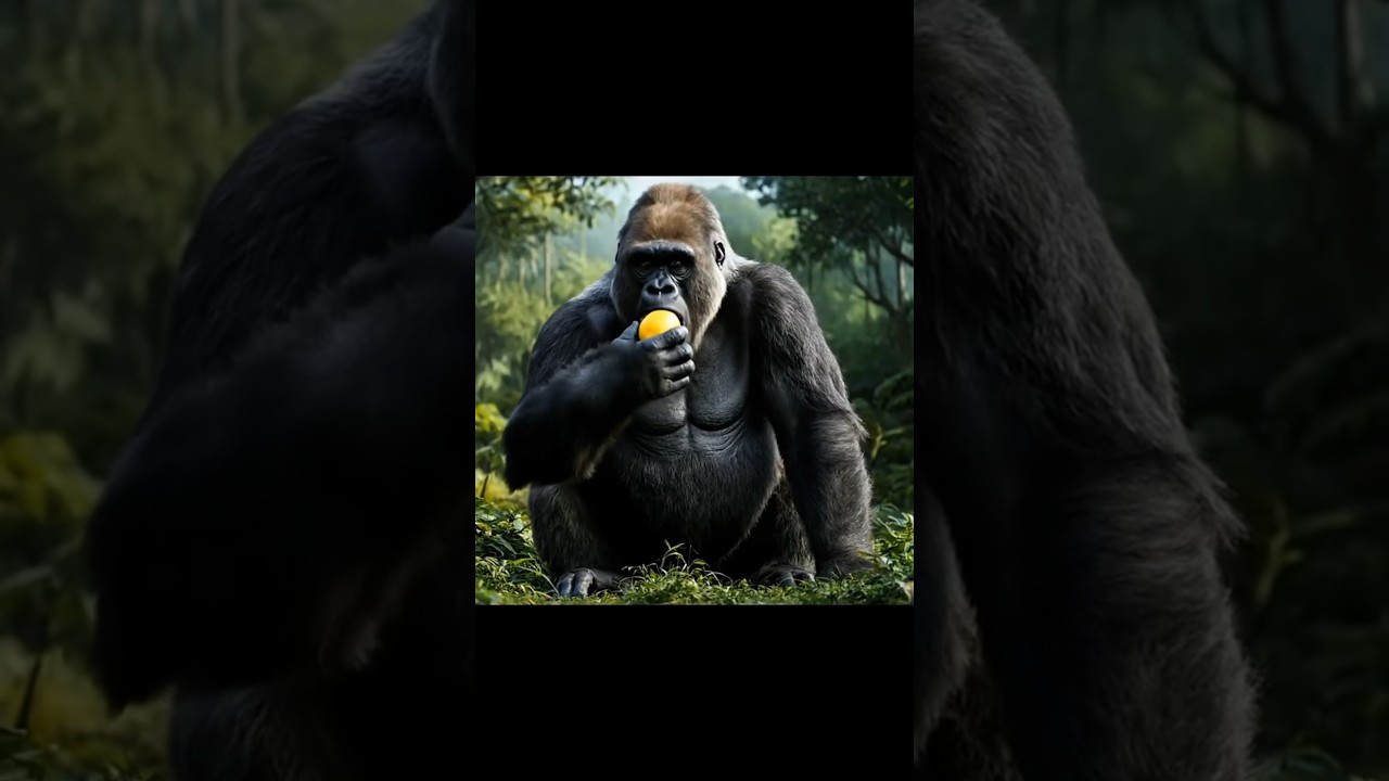 The gorilla likes bananas. #gorilla #banana