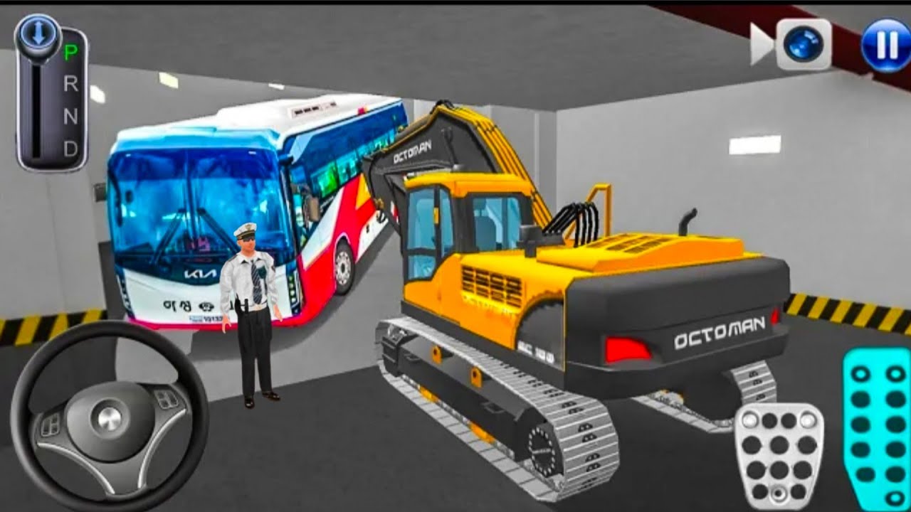 3D Driving Class Bus vs Excavator Crash Test 😱 | Realistic Garage Collision Android Gameplay 