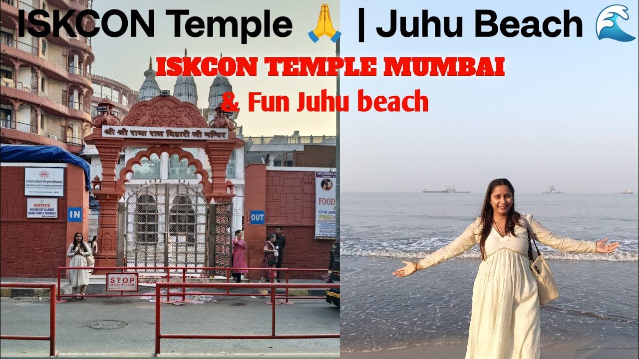 First vlog + Mumbai travel + ISKCON Temple hare Rama Krishna Mandir + Juhu beach 