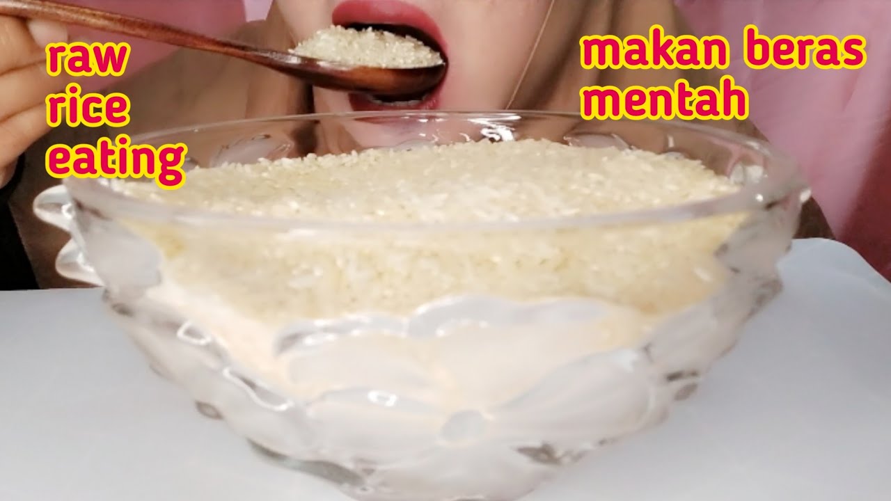 ASMR RAW INDIAN RICE EATING SOUNDS | MAKAN BERAS MENTAH SUNFLOWER HERBAL PONNI, 生ご飯を食べる, 밥을 먹다,吃生米