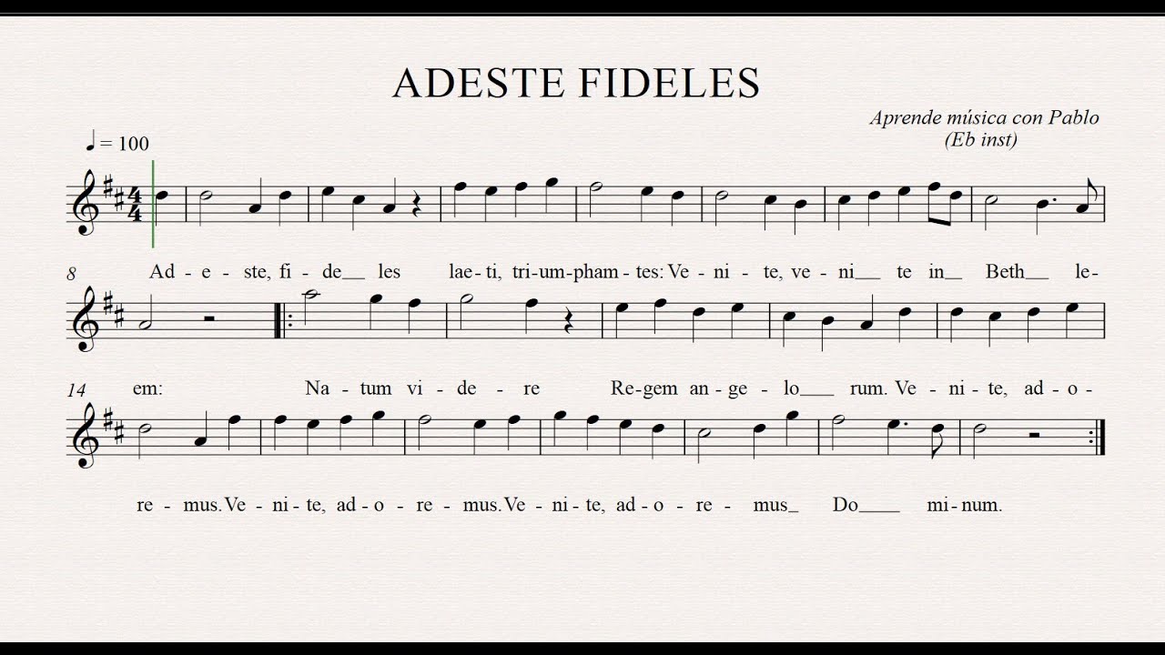 ADESTE FIDELES:  Eb Inst (saxo alto, saxo barítono...) (partitura con playback)