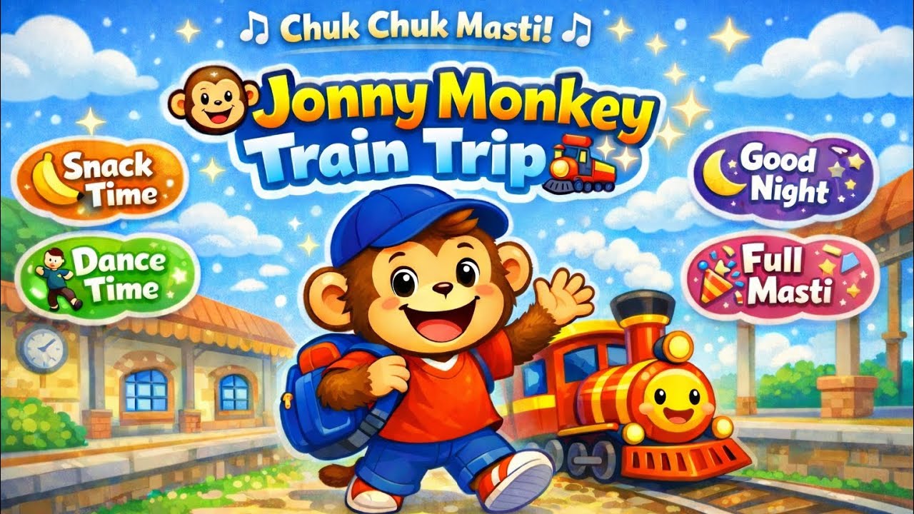 Jonny Monkey Non-Stop Masti जॉनी मंकी नॉन-स्टॉप मस्ती 🐒😂 | Hindi Nursery Rhymes | Kids Song | Rhyme