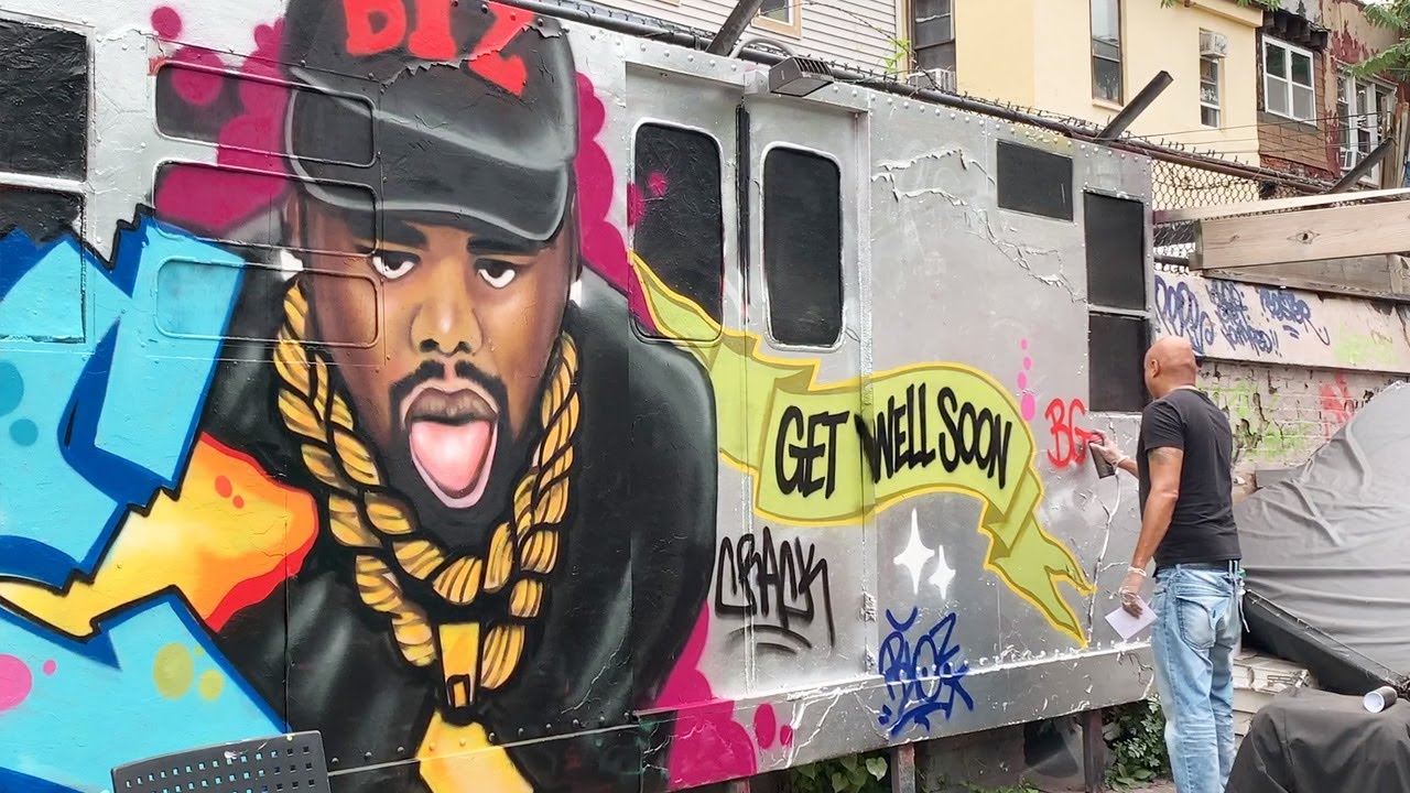 Fat Joe and Tats Cru painting Biz Markie 'Get Well Soon' Tribute