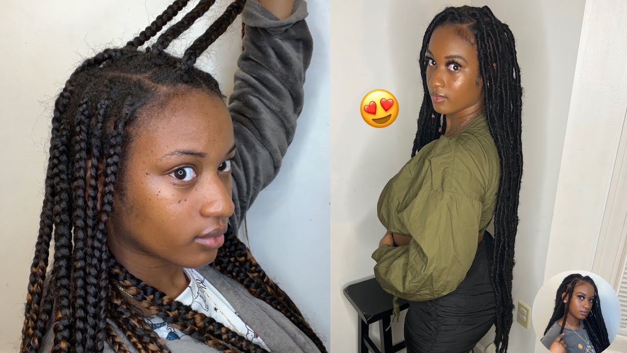 TURNING MY OLD KNOTLESS BRAIDS INTO FAUX LOCS✨