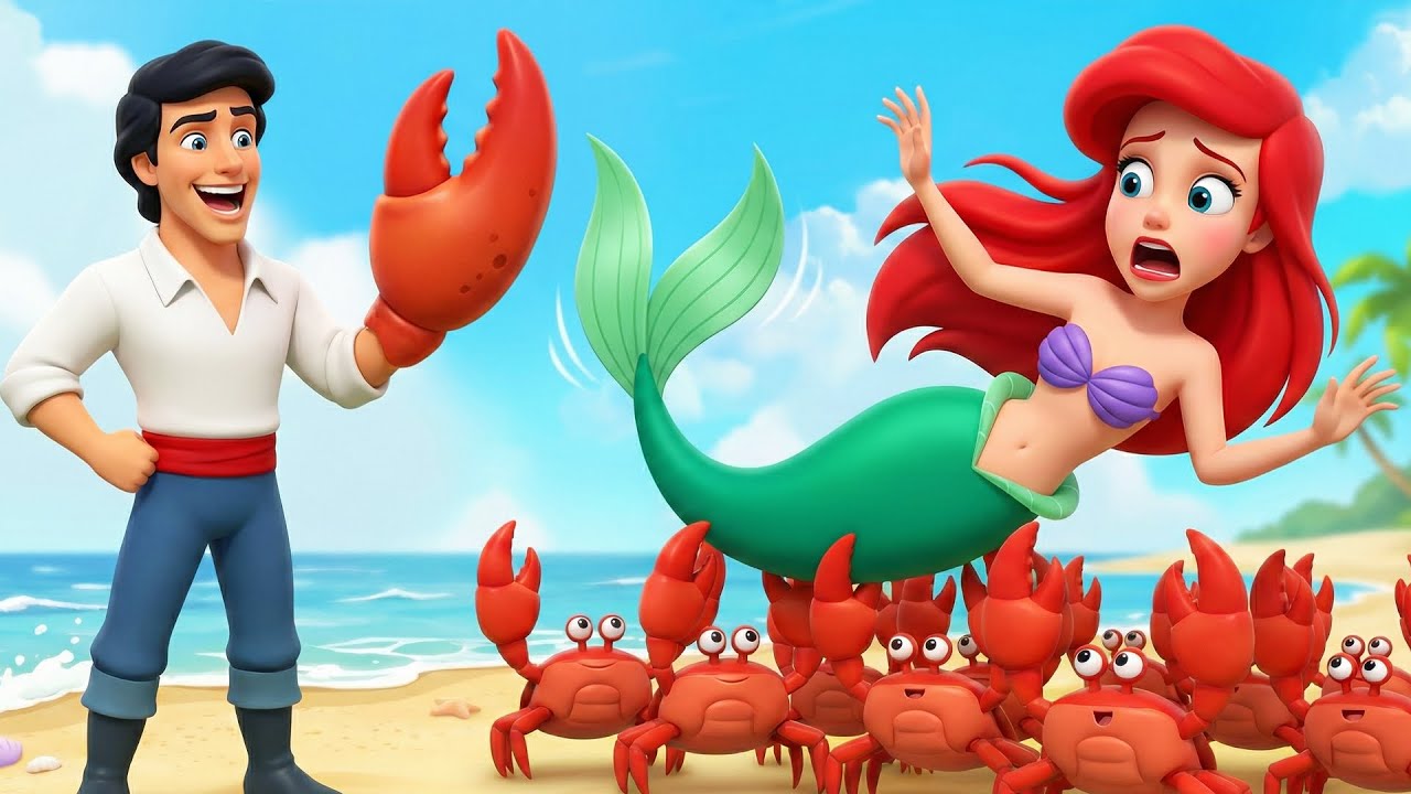Ariel & Eric’s Funny Crab Encounter🦀😂🌊Eric Pretends to Be a Crab to Tease Ariel🏖️| Mermaid Animation