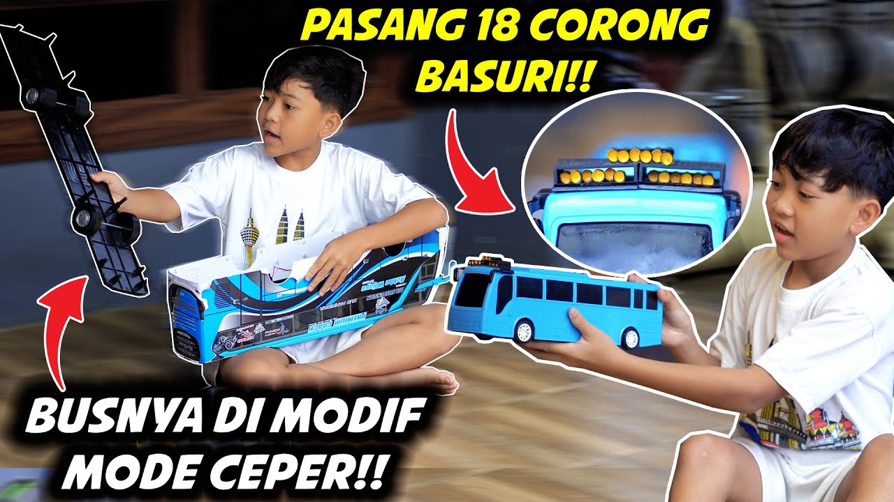 DIMAS MODIF BUS MINIATUR!! PASANG LAMPU,TELOLET CORONG DAN SUSPENSI