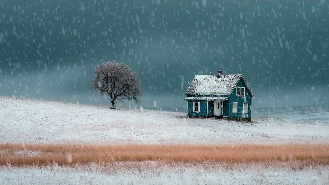 Frozen farmland resting beneath a silent and endless winter sky | Relaxing ambience for sleep
