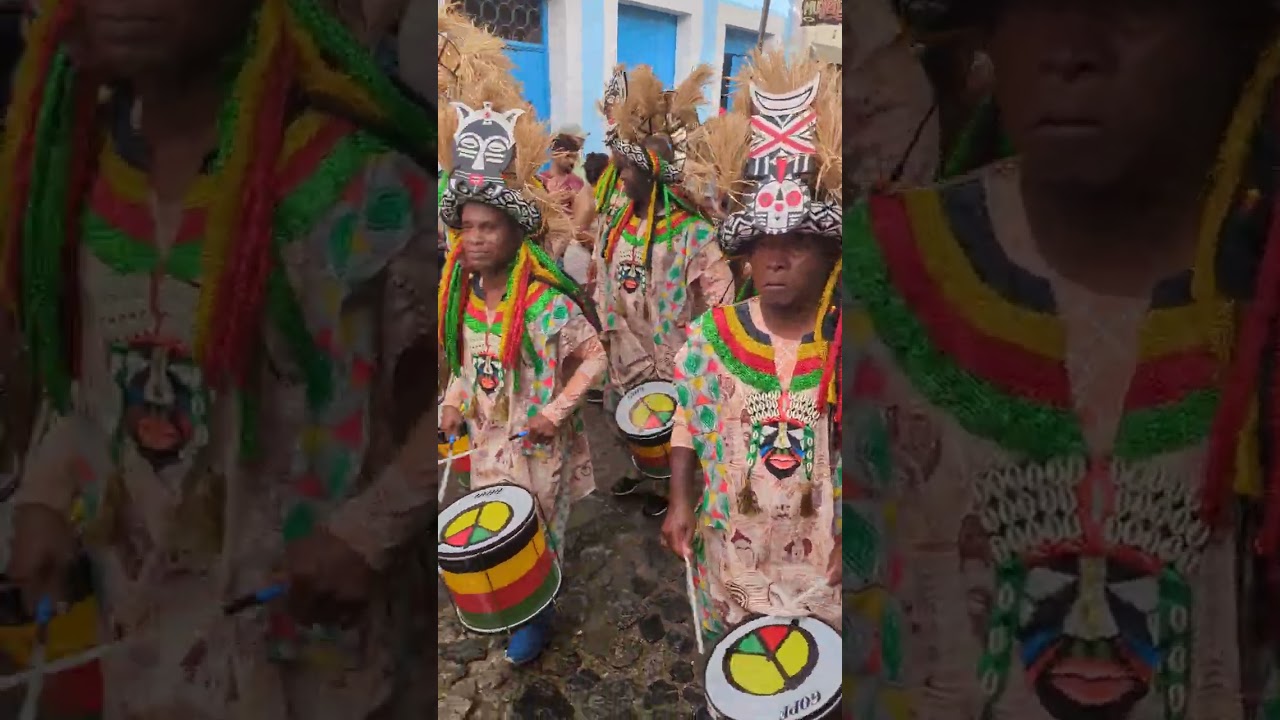 Olodum, a block afro, performing in Salvador's old city, during 2026 Carnival