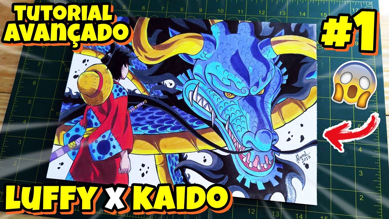 Como desenhar avançado o Luffy Wano vs kaido Dragão One Piece passo a passo #1