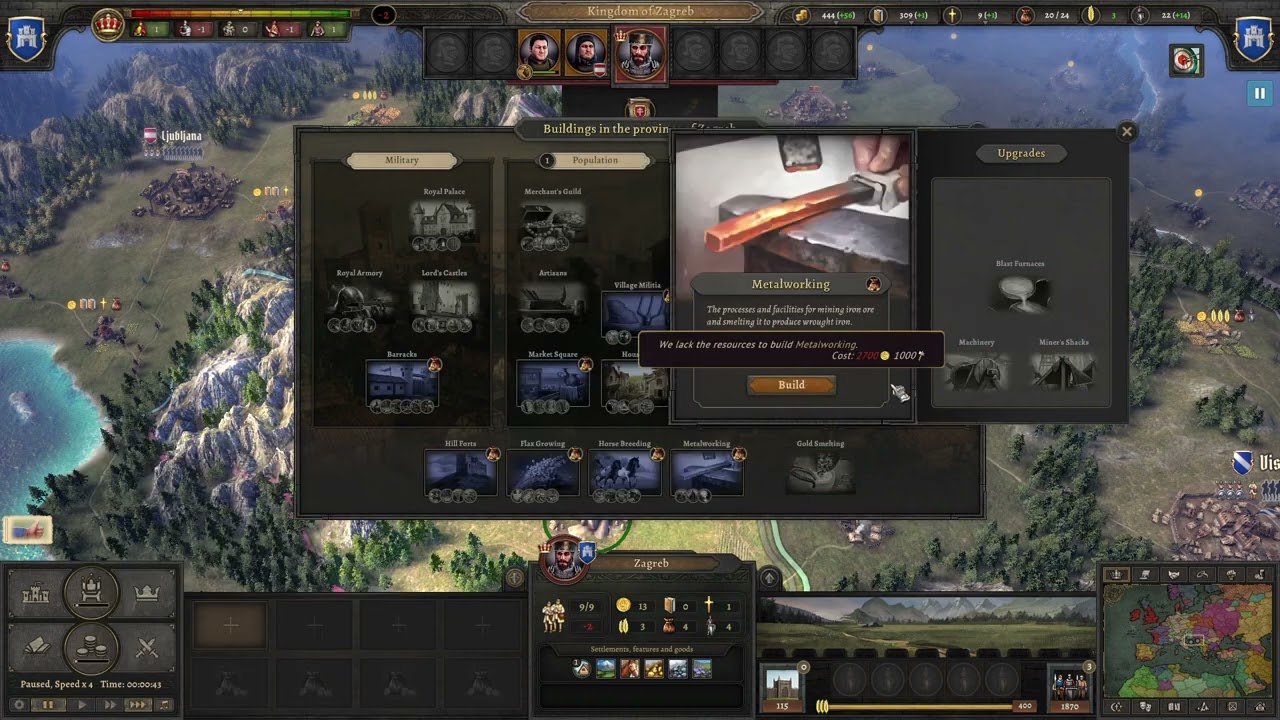 Knights of Honor 2 (Very Hard random province and class) Can we win in 5 hours?  (Zagreb) Part 1