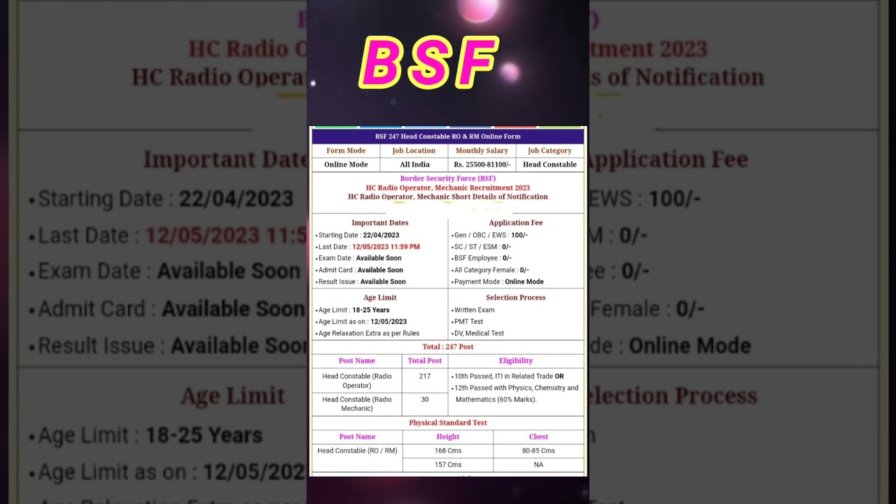 BSF New vacancy 2023 || BSF new requirements 2023 || Army new vacancy 2023 || #job