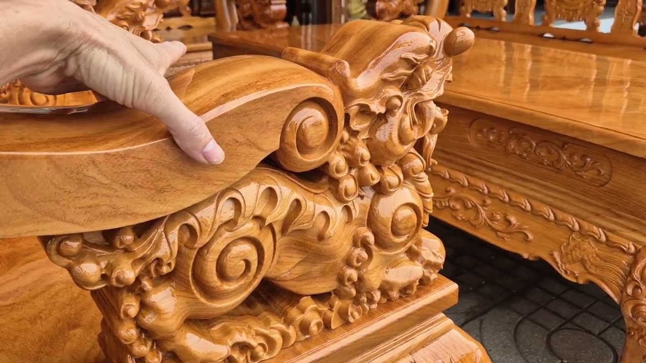 Gt Bộ bàn dài nguyên khối 8 ghế louis,bộ minh đào côt 12 tay nghê,giường hoàng gia,tủ kệ,bàn ông địa