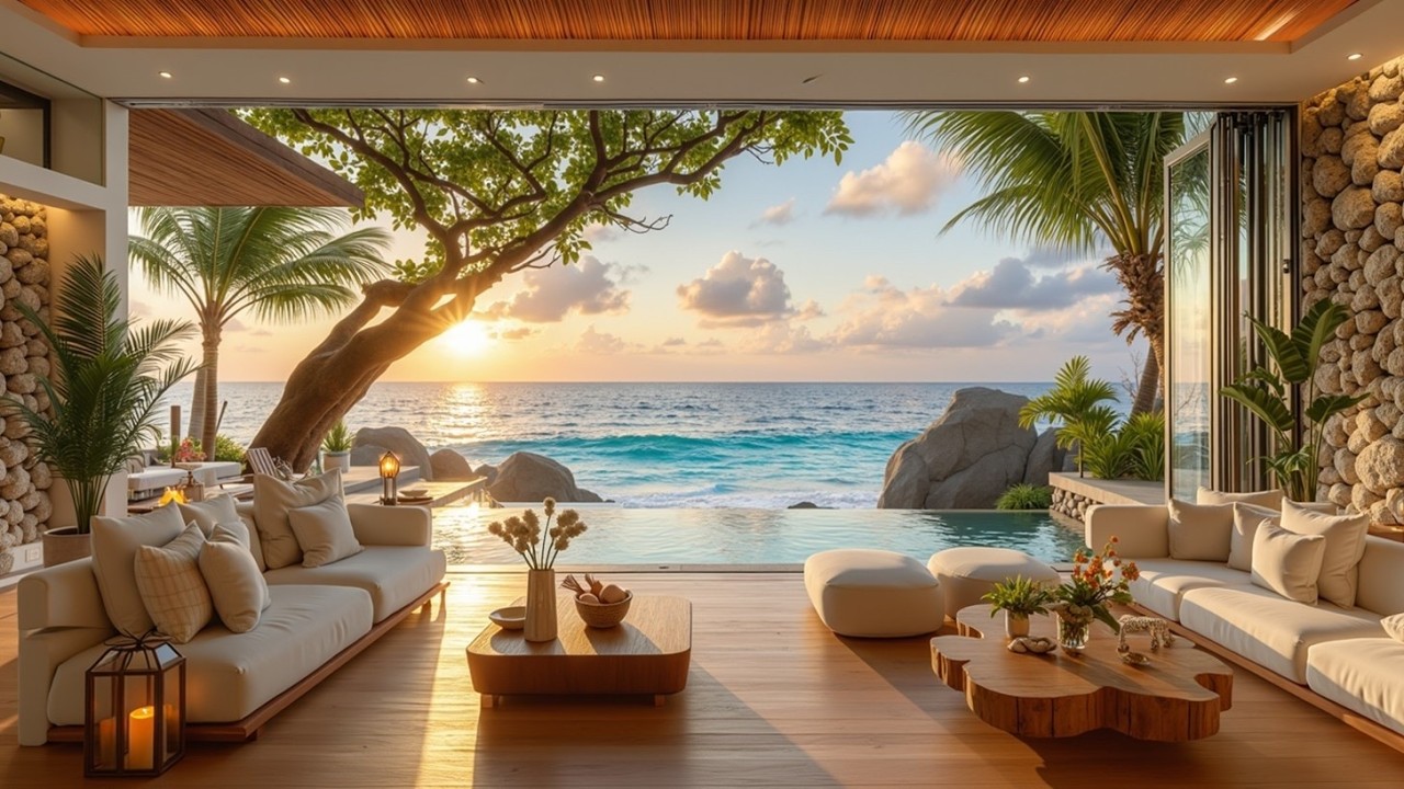 Relaxing Bossa Nova Guitar Music | Peaceful Sunset Beach Vibes for Stress Relief & Sleep 202