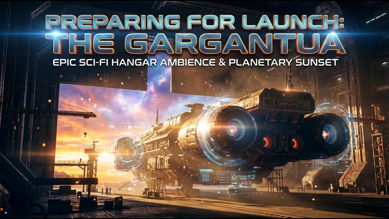 Preparing for Launch: The Gargantua | Epic Sci-Fi Hangar Ambience & Planetary Sunset